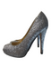 Badgley Mischka Shoe Size 6 Grey Leather Peep Toe Shimmer Stiletto Shoes Grey / 6