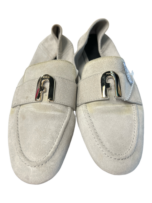 Furla Shoe Size 40 Gray Suede Almond Toe Gold Hardware Loafer Flat Shoes Gray / 40