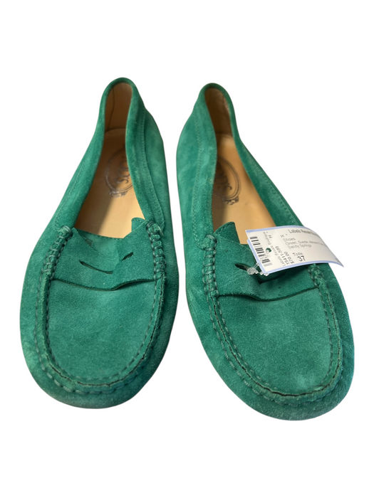 Tods Shoe Size 37 Green Suede Almond Toe Flat Loafer Shoes Green / 37