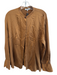 Vince Size L Brown Silk Flare Sleeve solid color Round Neck Button Down Top Brown / L