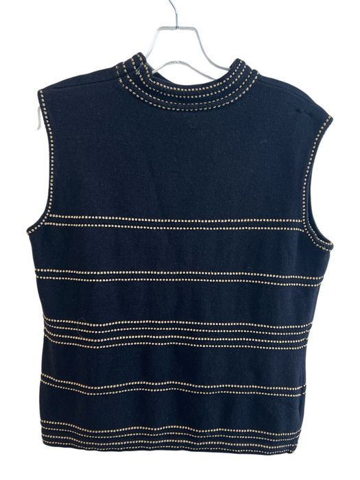 St John Size L Black No Fabric Tag Sleeveless Gold Accent Mock Neck Knit Top Black / L