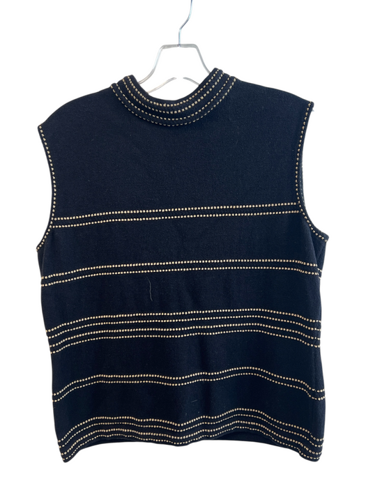 St John Size L Black No Fabric Tag Sleeveless Gold Accent Mock Neck Knit Top Black / L