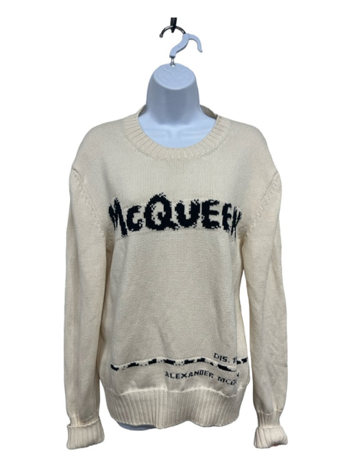 Alexander McQueen Size XS Cream & Black Cotton Knit graphic Long Sleeve Sweater Cream & Black / XS