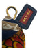 Prada Beige Red & Navy Silk Floral Knot Gold Hardware Leather Detail Keychain Beige Red & Navy