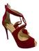 Christian Louboutin Shoe Size 38 Red & Gold Suede Peep Toe D'Orsay Pumps Red & Gold / 38