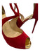 Christian Louboutin Shoe Size 38 Red & Gold Suede Peep Toe D'Orsay Pumps Red & Gold / 38