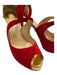 Christian Louboutin Shoe Size 38 Red & Gold Suede Peep Toe D'Orsay Pumps Red & Gold / 38