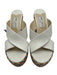 Jimmy Choo Shoe Size 38 White & Multi Leather & Raffia Open Toe & Heel Wedges White & Multi / 38