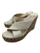 Jimmy Choo Shoe Size 38 White & Multi Leather & Raffia Open Toe & Heel Wedges White & Multi / 38