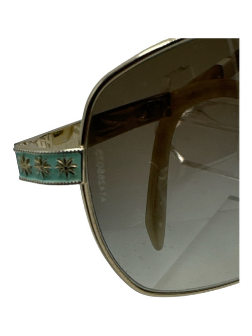 Tiffany & Co Beige & Blue Metal Oversized Aviator Enamel Detail Sunglasses Beige & Blue