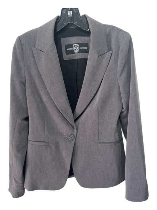 Hipchik Couture Size 4 Gray Polyester & Rayon Blazer Rhinestone 1 Button Jacket Gray / 4