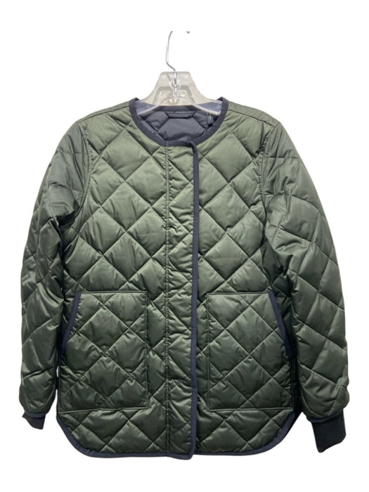 Theory Size P Olive Green & Black Quilted Zip Puffer Jacket Olive Green & Black / P