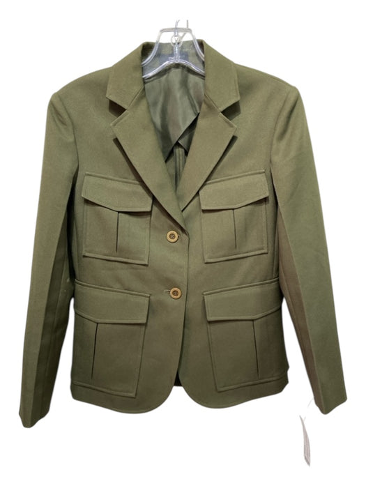 Theory Size 0 Olive Green Polyester 2 Buttons Breast Pocket Multi pocket Jacket Olive Green / 0