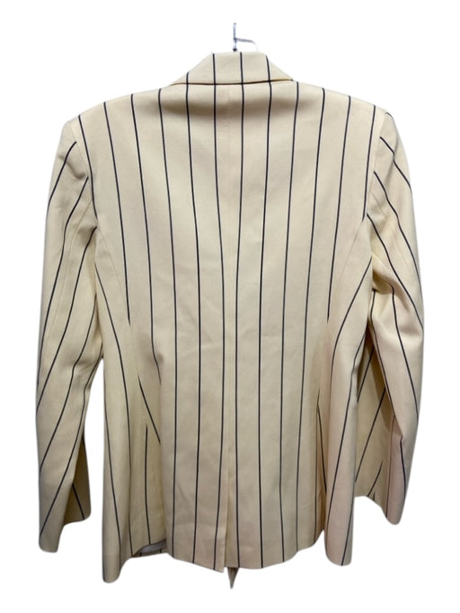 Tory Burch Size 4 Cream & Black Acetate & Cotton Vertical Pinstripe Jacket Cream & Black / 4