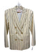 Tory Burch Size 4 Cream & Black Acetate & Cotton Vertical Pinstripe Jacket Cream & Black / 4