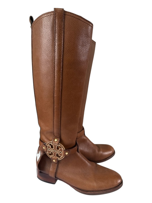 Tory Burch Shoe Size 8.5 Brown Pebbled Leather round toe Knee High Boots Brown / 8.5