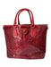 Prada Red Saffiano Leather 2 Handles Perforated Tote Open Top Bag Red / M