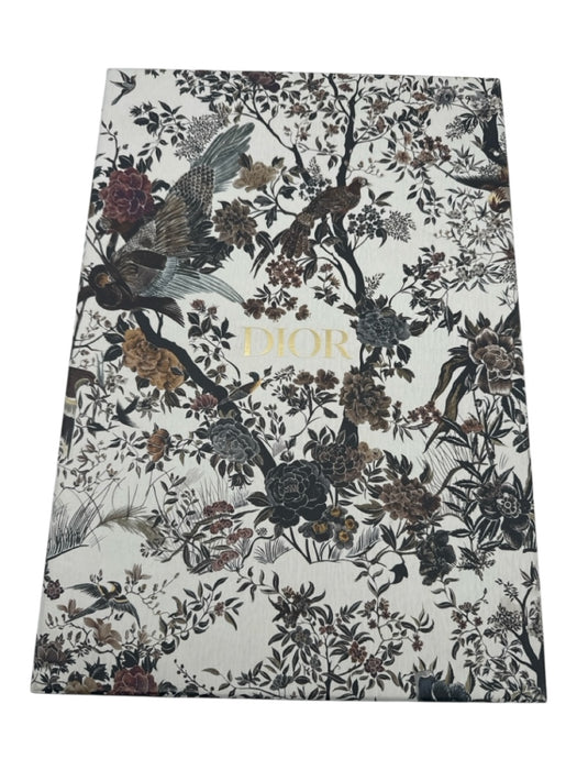 Christian Dior White, Gold & Brown Silk Wood Birds & Floral Embroidered Other White, Gold & Brown