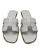 Hermes Shoe Size 37 White & Brown Leather Stacked Square Sandals White & Brown / 37