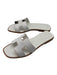 Hermes Shoe Size 37 White & Brown Leather Stacked Square Sandals White & Brown / 37