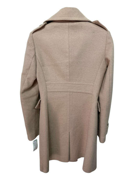 Karen Millen Size 2 Camel Tan Wool Blend Felt Zip & Button Knee length Coat Camel Tan / 2