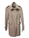 Karen Millen Size 2 Camel Tan Wool Blend Felt Zip & Button Knee length Coat Camel Tan / 2