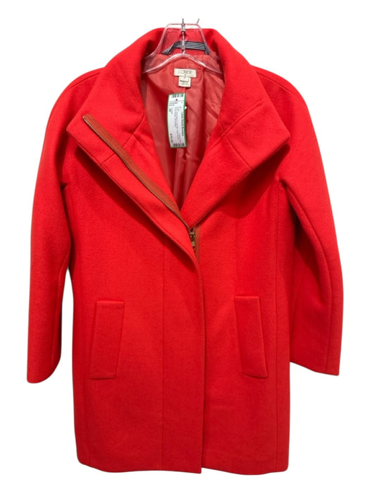 J. Crew Size 00 Red Wool Blend Full ZIp Side Pocket Knee length Coat Red / 00