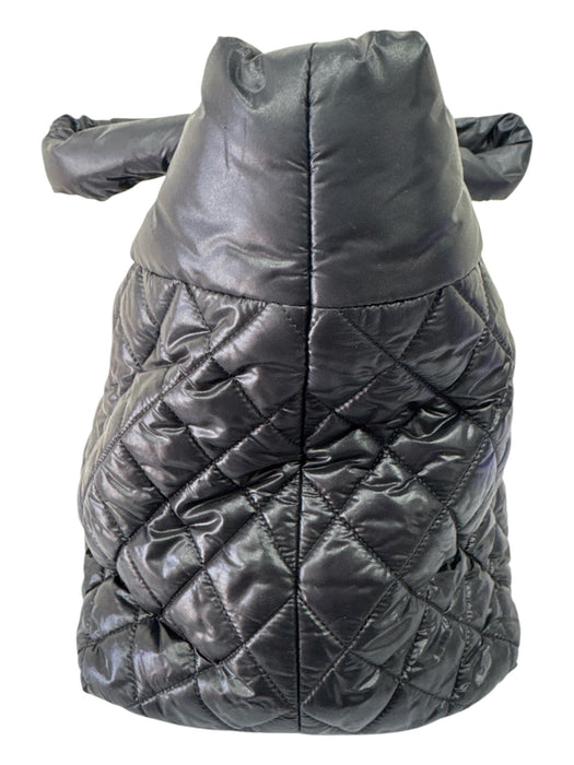 Chanel Black & Burgundy Nylon & Leather Zip Close Puffer Logo Top Handle Bag Black & Burgundy / Medium