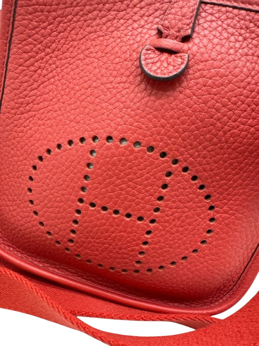 Hermes Pale Red Leather Perforated Monogram Snap Button Crossbody Bag Pale Red