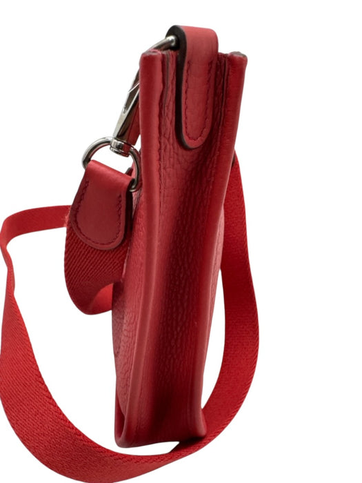 Hermes Pale Red Leather Perforated Monogram Snap Button Crossbody Bag Pale Red