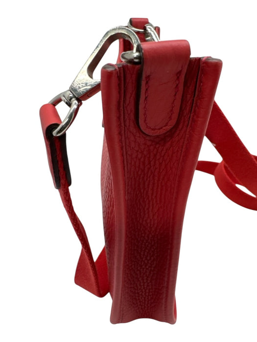 Hermes Pale Red Leather Perforated Monogram Snap Button Crossbody Bag Pale Red