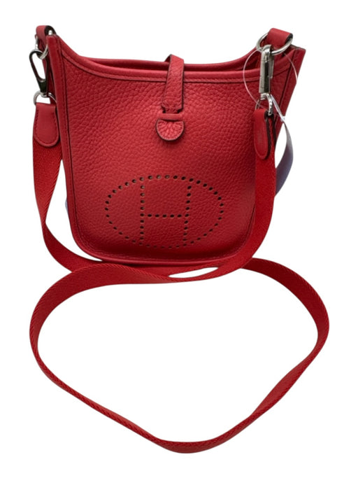 Hermes Pale Red Leather Perforated Monogram Snap Button Crossbody Bag Pale Red