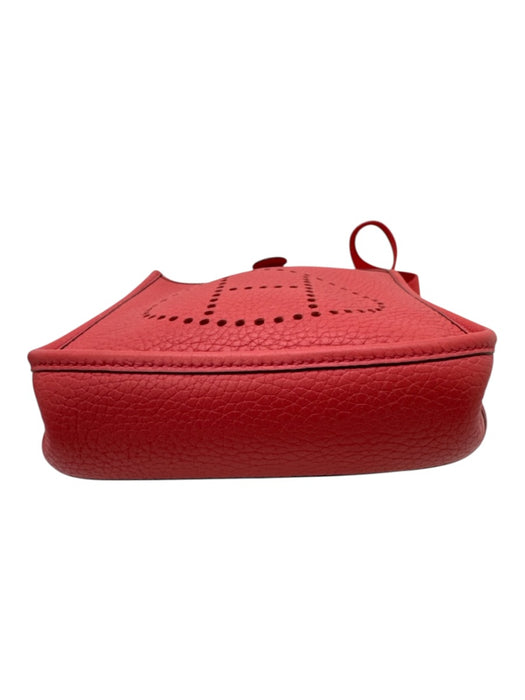 Hermes Pale Red Leather Perforated Monogram Snap Button Crossbody Bag Pale Red