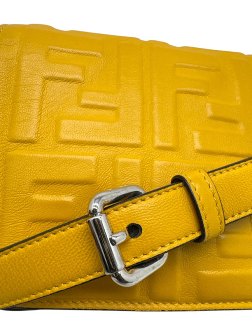 Fendi Yellow Leather Embossed Monogram Flap Crossbody Bag Yellow