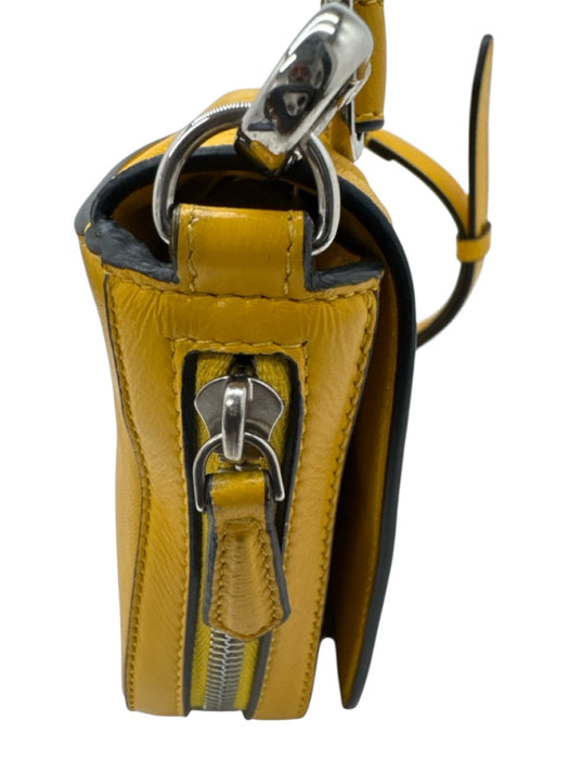 Fendi Yellow Leather Embossed Monogram Flap Crossbody Bag Yellow