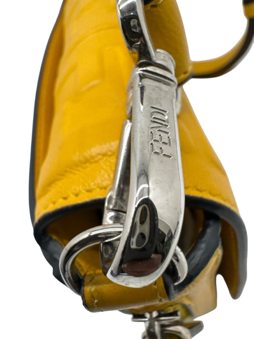 Fendi Yellow Leather Embossed Monogram Flap Crossbody Bag Yellow
