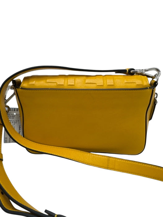 Fendi Yellow Leather Embossed Monogram Flap Crossbody Bag Yellow
