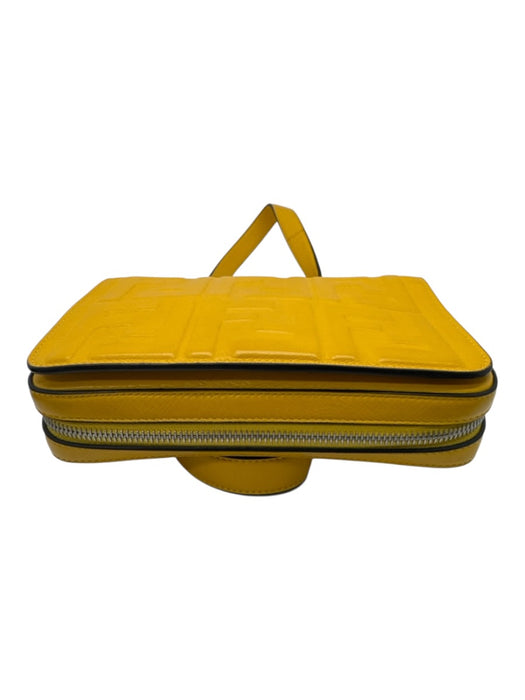 Fendi Yellow Leather Embossed Monogram Flap Crossbody Bag Yellow