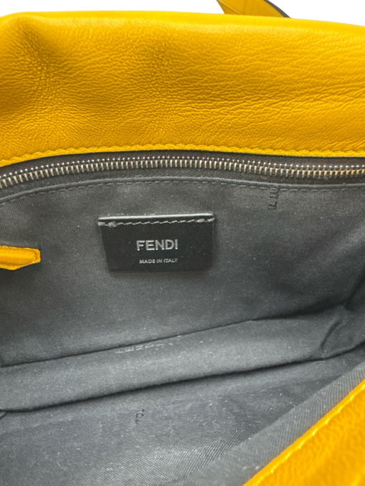 Fendi Yellow Leather Embossed Monogram Flap Crossbody Bag Yellow