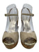 Jimmy Choo Shoe Size 38.5 Beige Suede Cork Platform Peep Toe Wedge Sandals Beige / 38.5