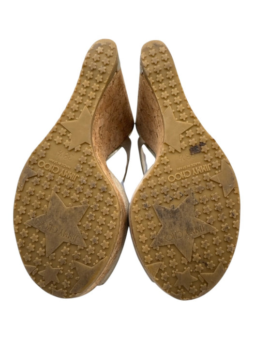 Jimmy Choo Shoe Size 38.5 Beige Suede Cork Platform Peep Toe Wedge Sandals Beige / 38.5