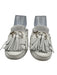 Tods Shoe Size 37 White Leather Silver Hardware Fringe Moccasin Driver Flats White / 37