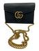 Gucci Black Leather Grained Gold Hardware Crossbody Chain Bag Black / XS