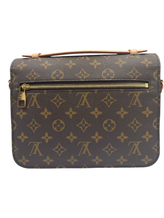 Louis Vuitton Brown Print Coated Canvas Monogram Leather Accents Crossbody Bag Brown Print / Small