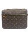 Louis Vuitton Brown Print Coated Canvas Monogram Leather Accents Crossbody Bag Brown Print / Small
