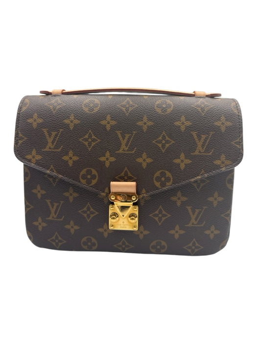 Louis Vuitton Brown Print Coated Canvas Monogram Leather Accents Crossbody Bag Brown Print / Small