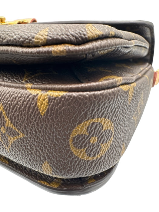 Louis Vuitton Brown Print Coated Canvas Monogram Leather Accents Crossbody Bag Brown Print / Small
