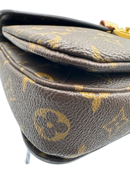 Louis Vuitton Brown Print Coated Canvas Monogram Leather Accents Crossbody Bag Brown Print / Small