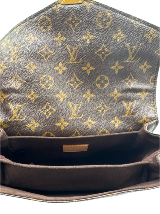 Louis Vuitton Brown Print Coated Canvas Monogram Leather Accents Crossbody Bag Brown Print / Small