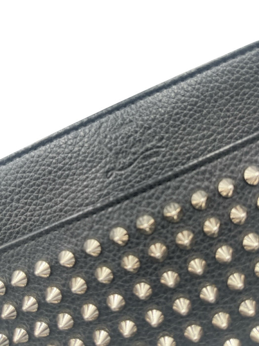 Christian Louboutin Black Leather Silver Hardware Crossbody Spikes Bag Black / Small